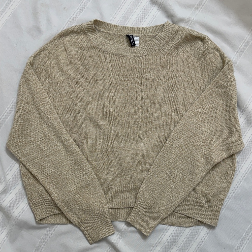 Divided Beige Crewneck Sweater